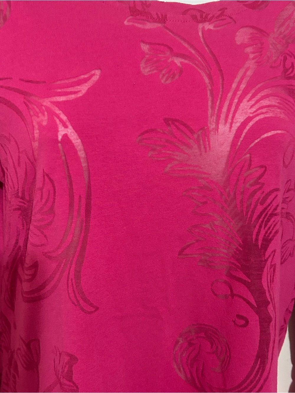 Ariat Hot Pink Long Sleeve Graphic Cross & Rose Top - Picture 3 of 7